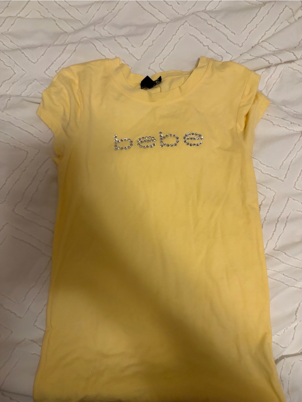 bebe Yellow Crystal Logo Tee